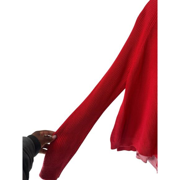 Ralph Lauren Red Cable Knit Crew Neck Quiet Luxury Sweater Shirt Combo Size XL - Picture 6 of 11